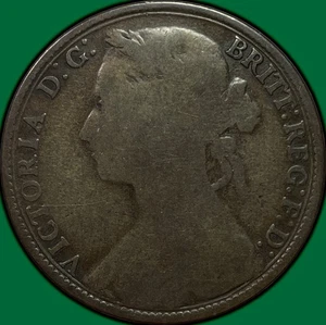 1881 One Penny Großbritannien Victoria Good G Münze #29736 - Bild 1 von 3