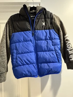 Chaqueta Hurley Puffer Jóvenes Niños S Azul Gris Negro Manga Larga Con Capucha Informal Foto 1 de 3