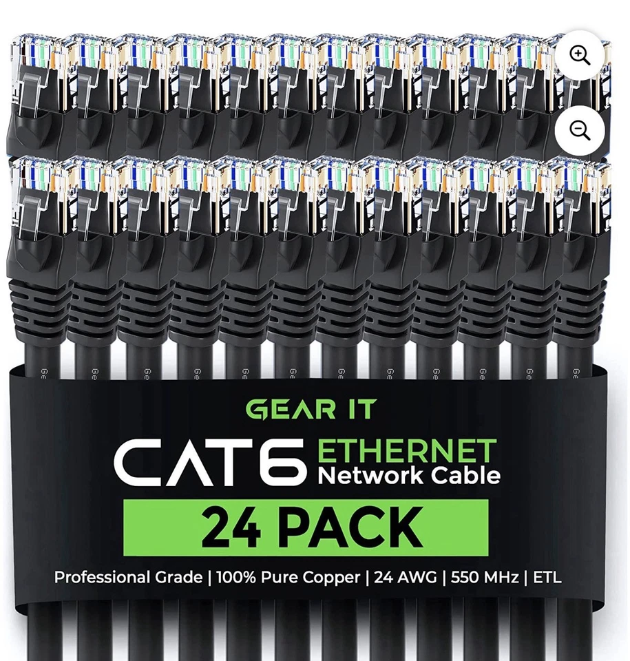 Cat 6 Ethernet Cable (24-Pack 0.5 Feet) Cat6 Network Patch, 10Gbps, RJ45, Sna... - Image 1 of 1