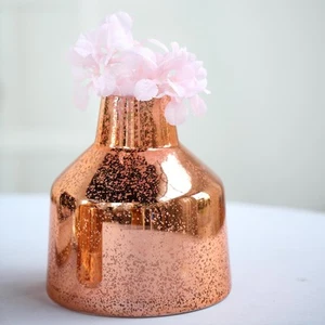 2 pcs 8" tall Rose Gold Tapered Neck Mercury Glass Vases Wedding Centerpieces - Picture 1 of 7
