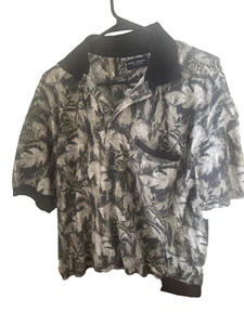 Safe Harbor Sportwear Polo Shirt Men's Size L Floral Hawaiian Banded Bottom - Picture 1 of 10