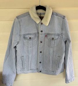Levis hellblaue Trucker Sherpa gefütterte Stretch Jacke Gr. Medium Denim Neu mit Etikett V - Bild 1 von 8