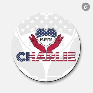 Pray For Charlie In Memory Kirk Magnet | 4'' X 4'' Round Decorative Magnet - Imagen 1 de 3