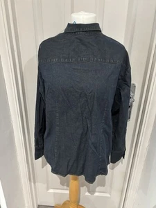 M&S Size 26 Denim Style Shirt/jacket With Frill Down The Front. 93% Cotton 7% El - Picture 1 of 4