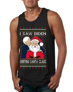 Camiseta sin mangas para hombre I Saw Biden olfateando a Santa Claus - Imagen 1 de 9