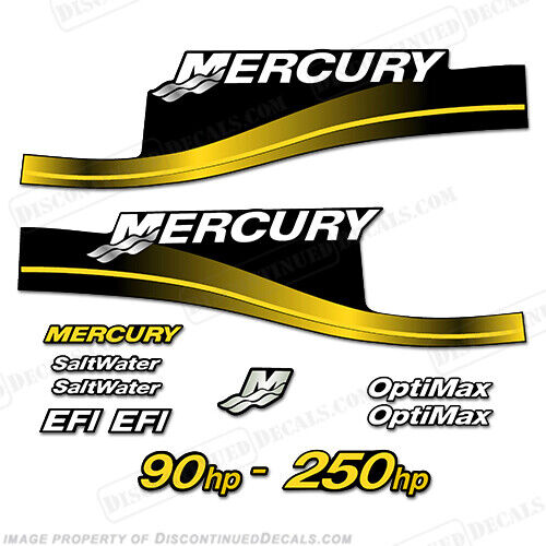Fits Mercury 90hk - 250hk Klistremerker - Custom Color Yellow