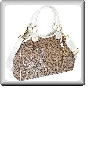 Bolso de mano de tela CALVIN KLEIN hudson jacquard flor caqui marrón blanco Foto 1 de 1