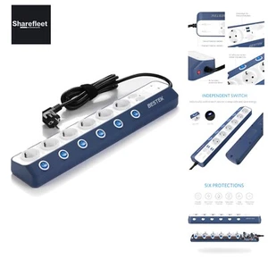 Mehrfachsteckdose, BESTEK 6 Fach Steckdosenleiste Wandmontage, mit 900J Übers... - Bild 1 von 9