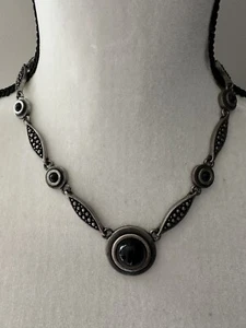 "Collar cadena metal vintage ónix negro 19"" A2" - Imagen 1 de 6