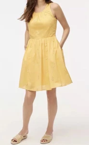J.Crew Yellow Mini Sundress 12 Pineapple Bright Resort Coastal Chic Pockets Trop - Picture 1 of 14