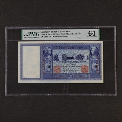 1910 Germany Imperial Bank Note 100 Mark Pick#42 PMG 64 Choice UNC - Image 1 of 4