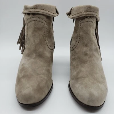 Sam Edelman Botas Mujer Talla 7.5 Louie Tobillo Gamuza Plegables Flecos Occidentales Gris  Foto 1 de 4