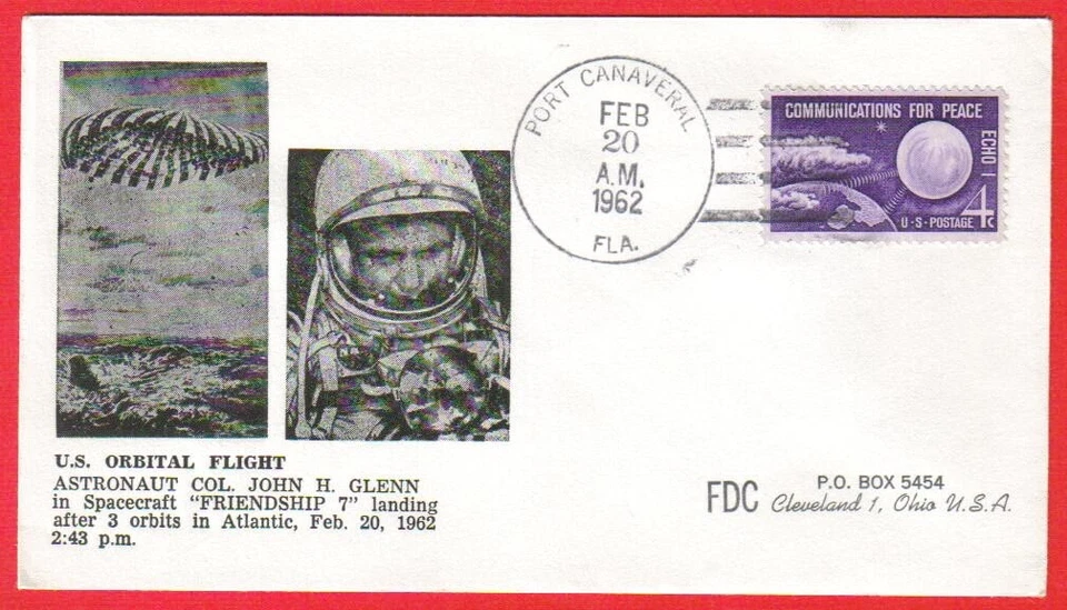 Launch-MA-6, John Glenn 2/20/1962- Port Canaveral FL -VF/Add Cachet:ASTRO COVERS - Image 1 of 1