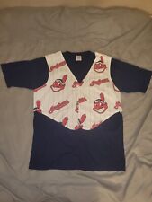 Vintage 90s Cleveland Indians Pinstripe Chief Wahoo Vest T Shirt XL