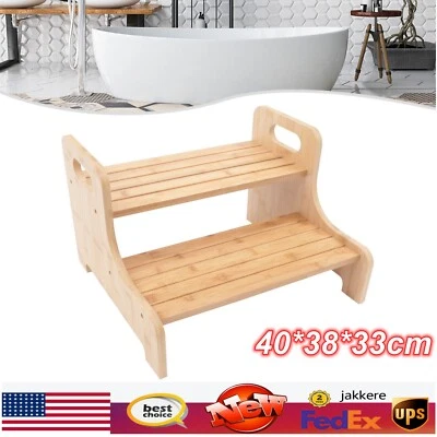 High Beds Bed Steps For Adults Two Step Stool Stair Ladder Wood Kitchen Home NEW - Image 1 of 4