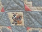 Handmade Patchwork & Cross Stitch Bunnies Quilt 28" Sq Easter, Table, Decor