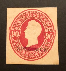 US SCOTT #U211S 90¢ CARMINE CUT SQUARE,"SPECIMEN" OVERPRINT - Picture 1 of 1