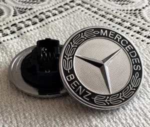 57mm Mercedes Benz front emblem logo stern A2048170616 Black - Silver Chrome - Picture 1 of 1
