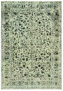 Vintage Relief Handknotted Persian Carpet 287x197 cm-Orient,rug, Carpet, Green - Picture 1 of 12