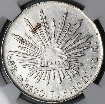 1890-Do JP NGC AU Mexico 8 Reales Durango Mint Scarce Silver Coin (24042002C) - Image 1 of 4