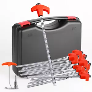 16x Zelt Heringe Stahl Schraubheringe Robuste Erdnägel Gewinde für Camping 25cm - Bild 1 von 17