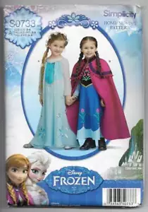 Simplicity Pattern S0733 / 1233 Girls' Costumes FROZEN Elsa & Anna 3-8 - Picture 1 of 2