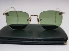 AMERICAN OPTICAL Semi-Rimless Hexagonal Sunglasses 12K Gold Filled Green Vintage