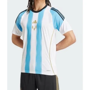 New Adidas Mens Size Medium Messi Training Jersey Tee White Blue Football Soccer - Picture 1 of 10