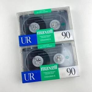 2 Maxell UR 90 Tinted Oval Window IEC Type 1 Normal Min Blank Cassette Tapes Lot - Picture 1 of 5