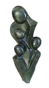 ESCULTURA DE PIEDRA NATURAL "Familia" HECHA A MANO. Altura 47 cm. Columna de mármol 399 GBP - Imagen 1 de 2