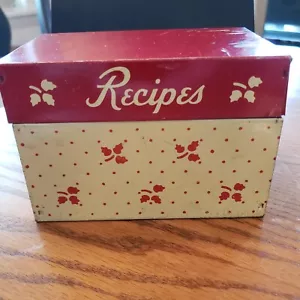 VTG Recipe Box Red with Original Index Cards and Homemade Pot Holder FingersOnly - Picture 1 of 11
