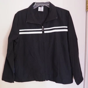 JERZEES Activewear Black Poly Mesh Lining Pockets Zip Long Sleeve Jacket Size M - Picture 1 of 1