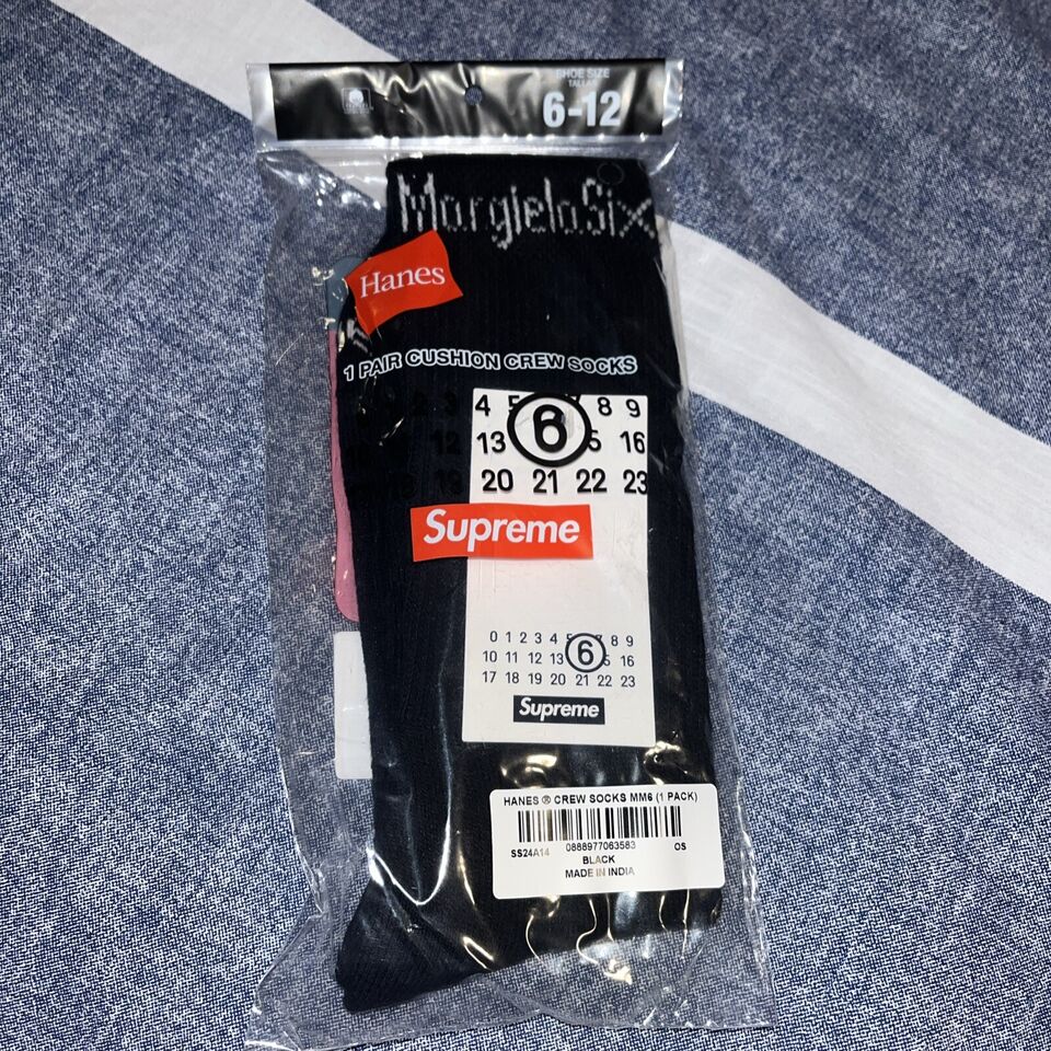 Supreme MM6 Maison Margiela Hanes Crew Socks (1 Pack) Black Supreme MM6 Maison Margiela Hanes Crew Socks (1 Pack) Black