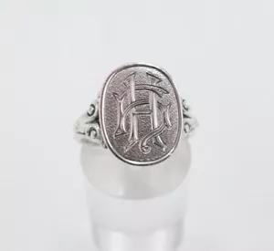 Jugendstil Siegelring Herren mit Monogramm hH aH Hg Hy 835 Silber Gr. 65 - Bild 1 von 6