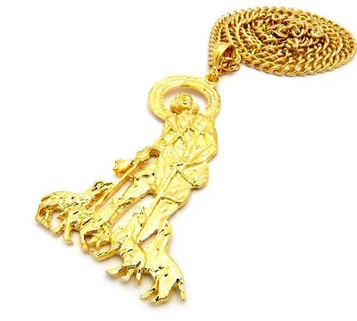 COLLAR CADENA ESLABÓN CUBANO COLGANTE RELIGIOSO PASTOR JESUCRISTO HIP HOP PARA HOMBRES Foto 1 de 3