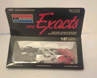 Monogram Mini Exacts #2020 American Muscle Tri-Pack 57 Chevy/69 Mustang/63 Vette - Image 1 of 4