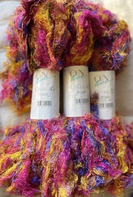 Lot of 3, ONline Linie 42 PLUSH Yarn, Rayon, 100gm/80yds, col#0004, Multicolor - Image 1 of 2
