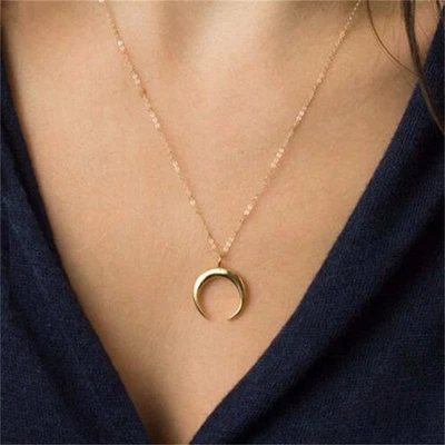Women Moon Layered Crescent Necklace Moon Wicca Pendant Horn Jewelry Gifts - Image 1 of 4
