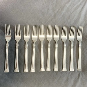 "Lote de 10 cubiertos Lenox ESQUIRE acero inoxidable brillante 18/10 tenedor cena 8 1/8"" China" - Imagen 1 de 12