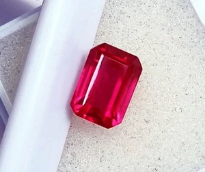 Natürlicher roter Rubin Smaragd Form 3,40 ct zertifizierter loser Edelstein mit kostenlosem Geschenk - Bild 1 von 7