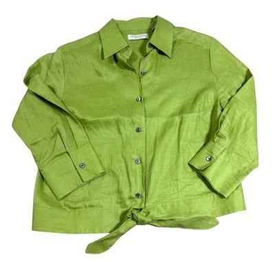 Женский топ Valerie Stevens Separates 100% лен галстук на талию размер S Chartreuse зеленый - Изображение 1 из 4