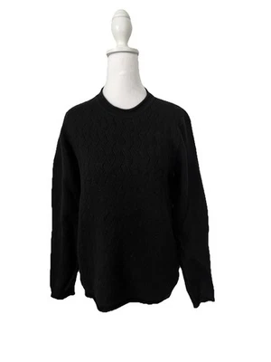 Suéter Armani Collezioni M Negro Mujer Lana Bordes Enrollados Pullover Silencioso Lujo Foto 1 de 4
