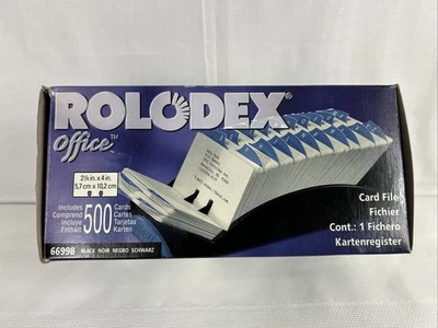 NEW Vintage Rolodex Office VIP Card File 66998 500 Capacity 2-1/4"x4" Black - Image 1 of 4