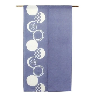 Japanese Linen Long Noren -Traditional Door Shop Curtain Summer Firework Blue - Image 1 of 4
