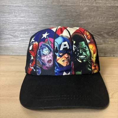 Marvel Avengers Hat Cap Strap Back Black Superhero Graphic Mens Comic Book - Image 1 of 4