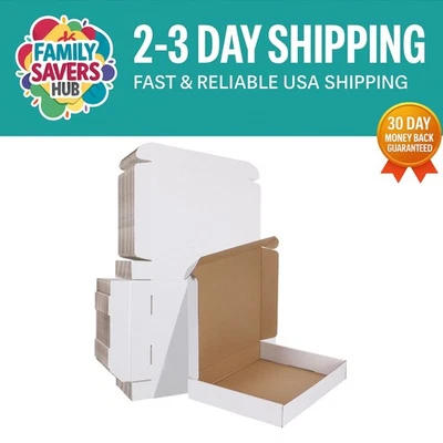 Pack of 25 White Corrugated Shipping Boxes 12x10x2 | Eco-Friendly Mailers - Image 1 of 4