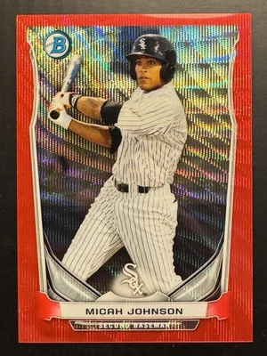 Bowman Prospects 2014 cromo Micah Johnson #BCP26 refractor de onda roja/25 (RC) Foto 1 de 2