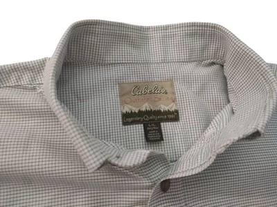 Cabelas Outfitter Series Button Down Shirt White Gray Long Sleeve Mens Large - Image 1 of 4