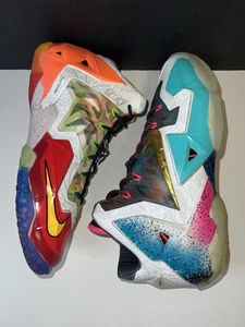 ✅ Nike LeBron 11 XI Premium What The LeBron SIZE 9.5 | NBA 2k14 Gold Elite Hero - Picture 1 of 20