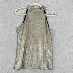 White House Black Market Women's Metallic Gold Blouse Size Small Sleeveless - Picture 1 of 8